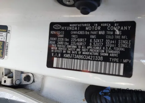 2012 Hyundai Tucson Gl from USA, damaged, VIN KM8JT3AB6CU421338